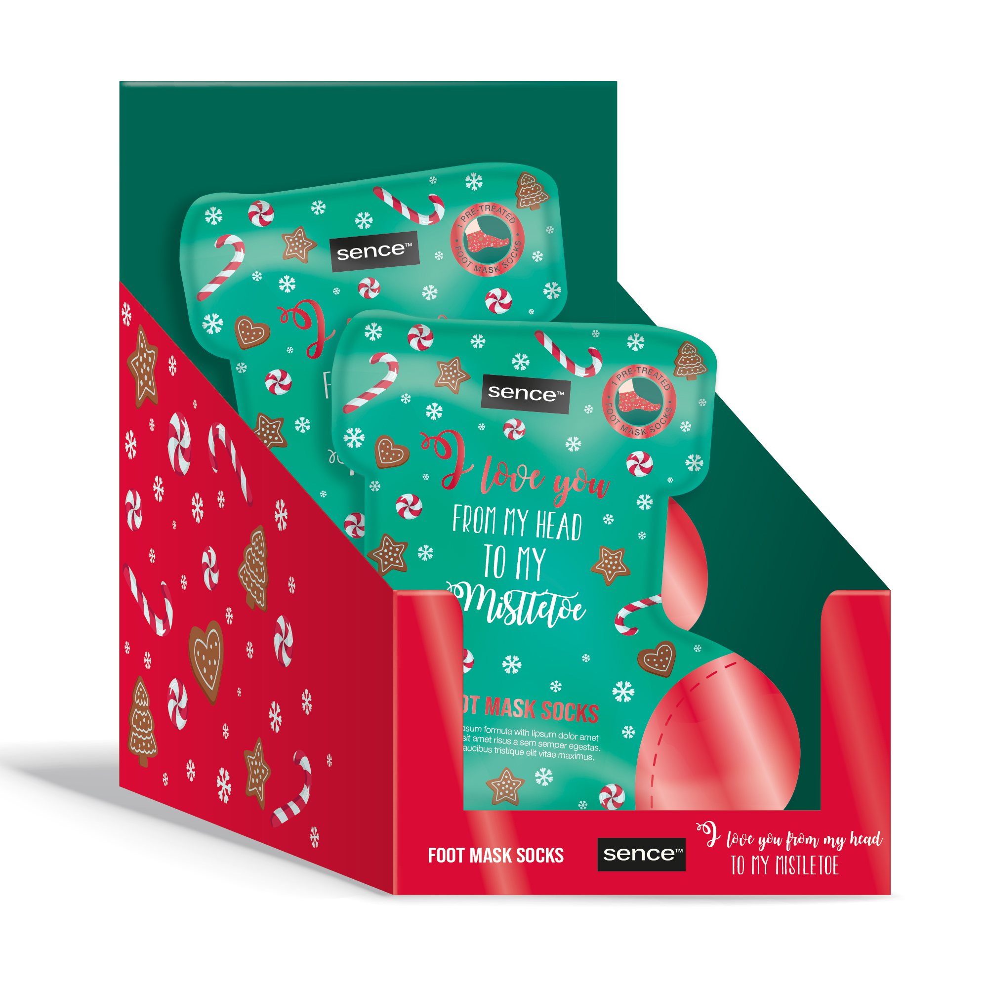 2040948 SENCE COLLECTION XMAS FOOT MASK x18