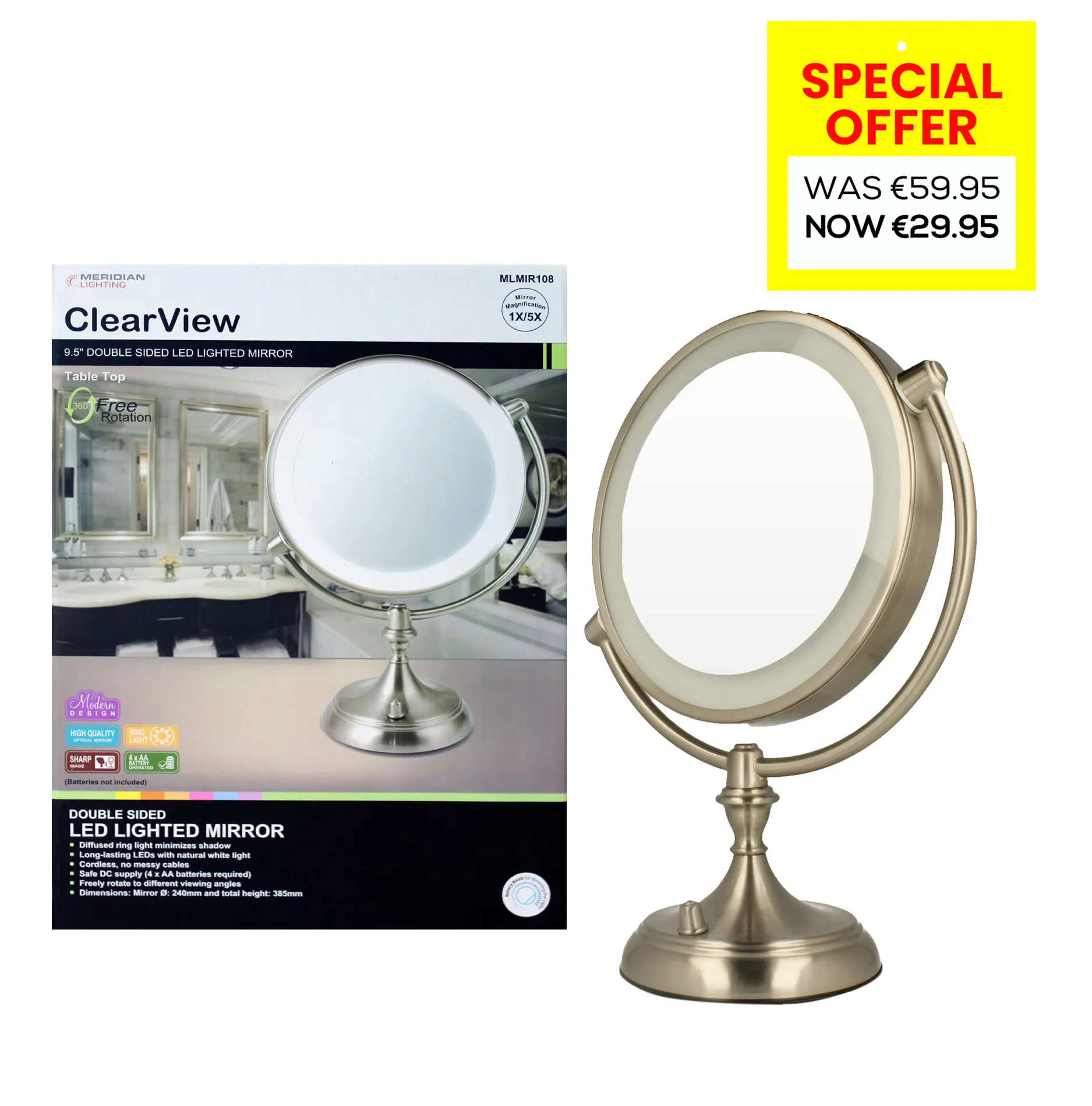CLEAR VIEW 9.5" LED MIRROR MLMIR108***special 26