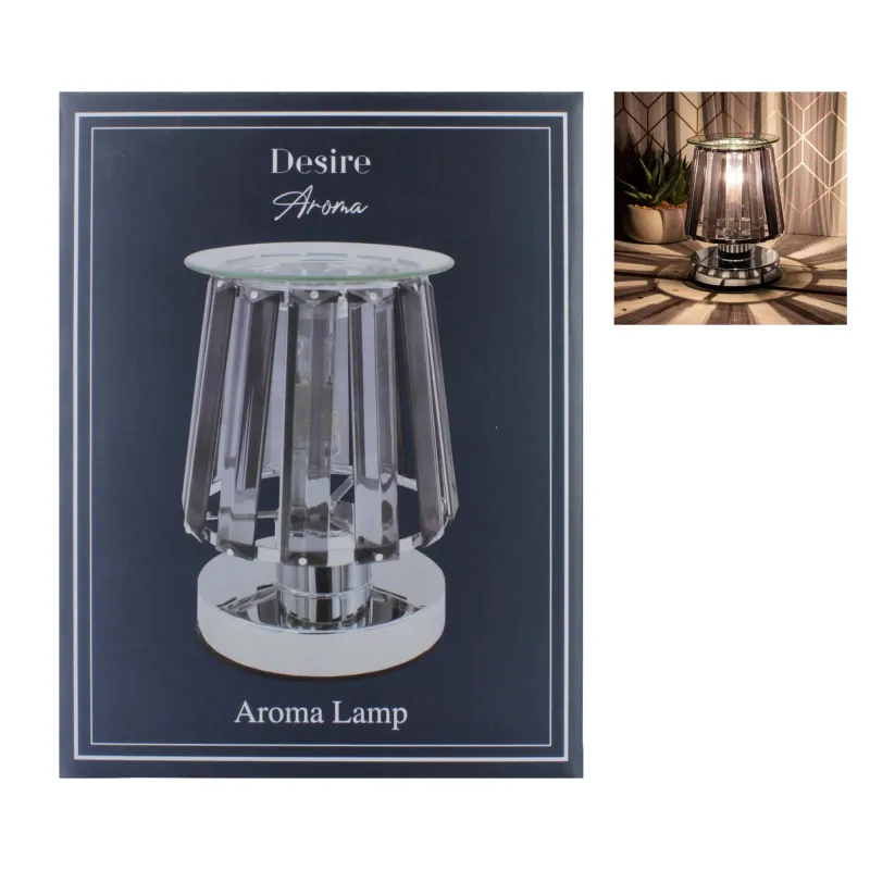 LP46761 DESIRE AROMA LAMP SILVER BLK CRYSTAL