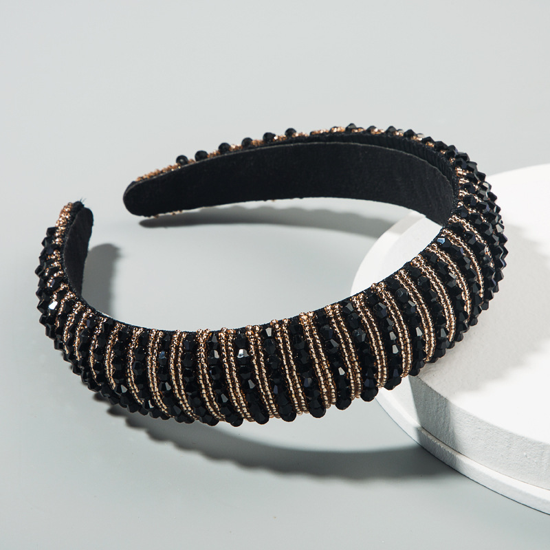 BLACK/GOLD CRYSTAL BEAD DELUXE H/BAND