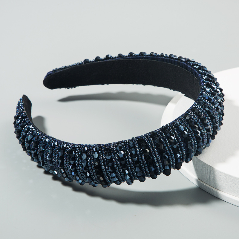 NAVY CRYSTAL BEAD DELUXE H/BAND
