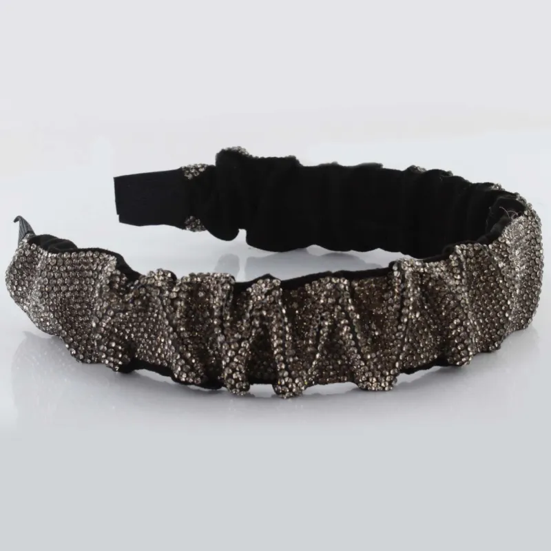 CHAMPAGNE CRYSTAL RUFFLED H/BAND