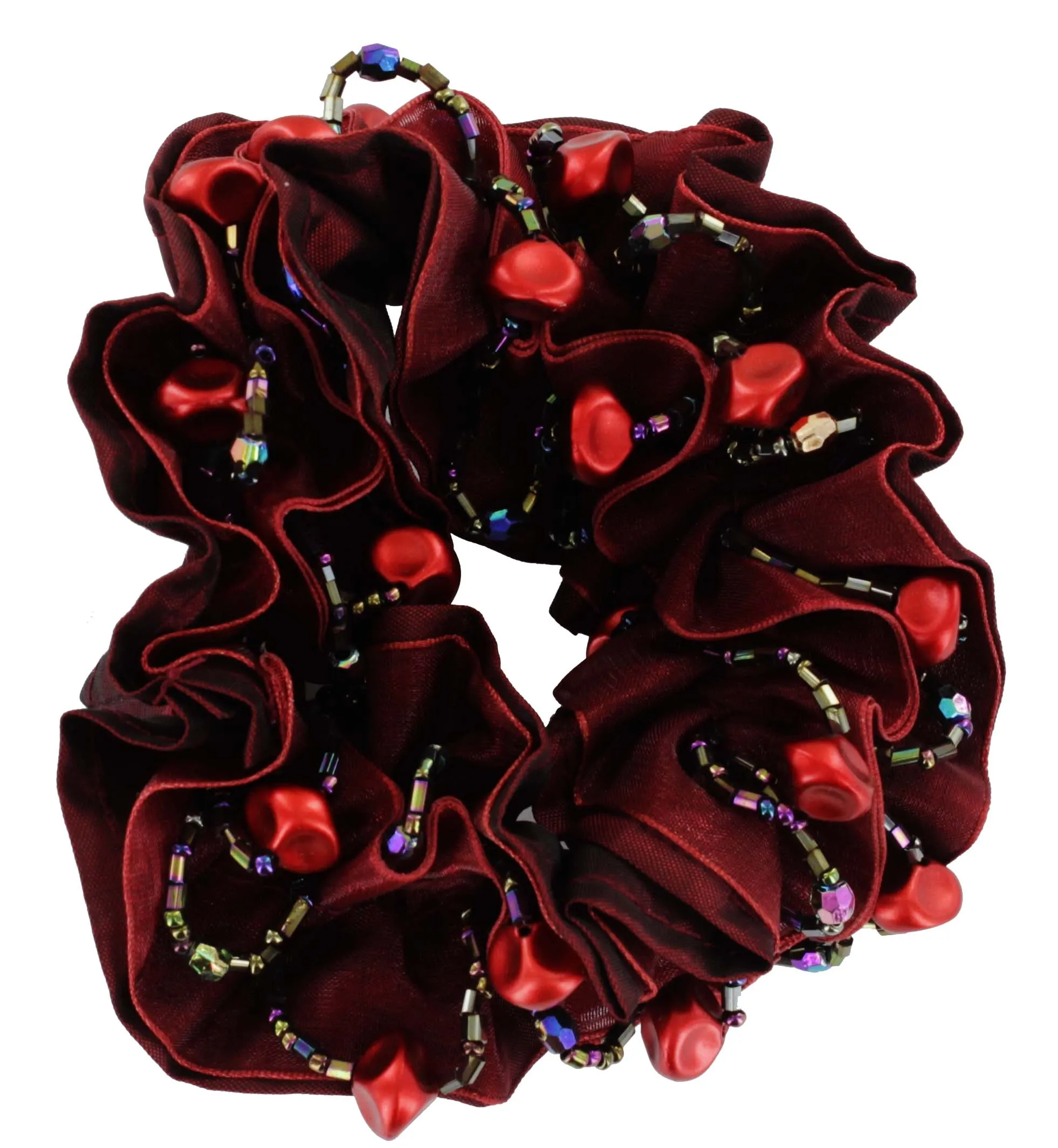 6085 SATIN COLOUR BEAD SCRUNCHY