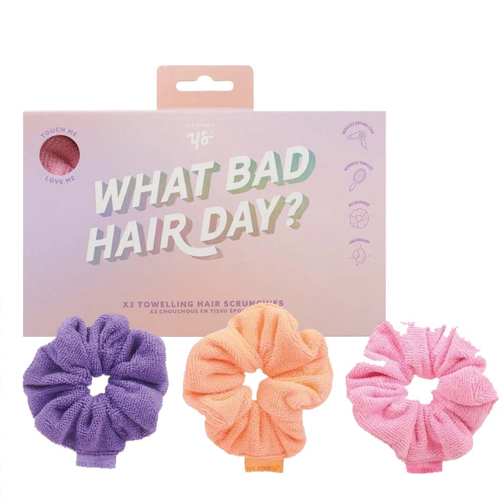 WHAT BAD HAIR DAY 3 TOWELLING SCRUNCHY SET