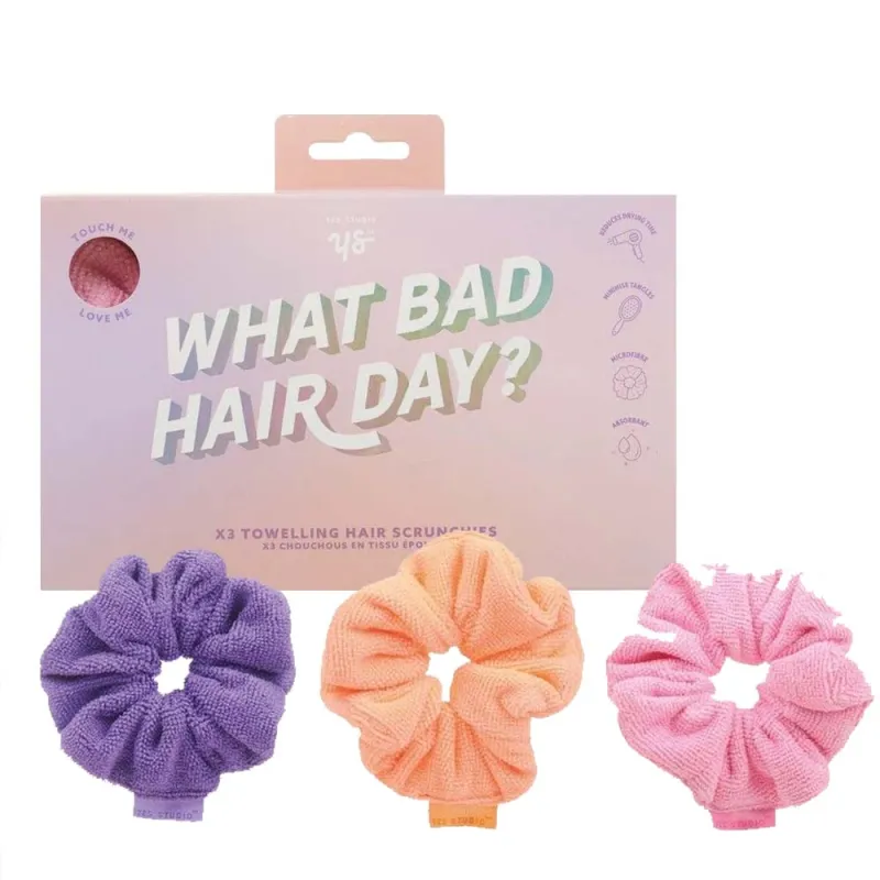WHAT BAD HAIR DAY 3 TOWELLING SCRUNCHY SET