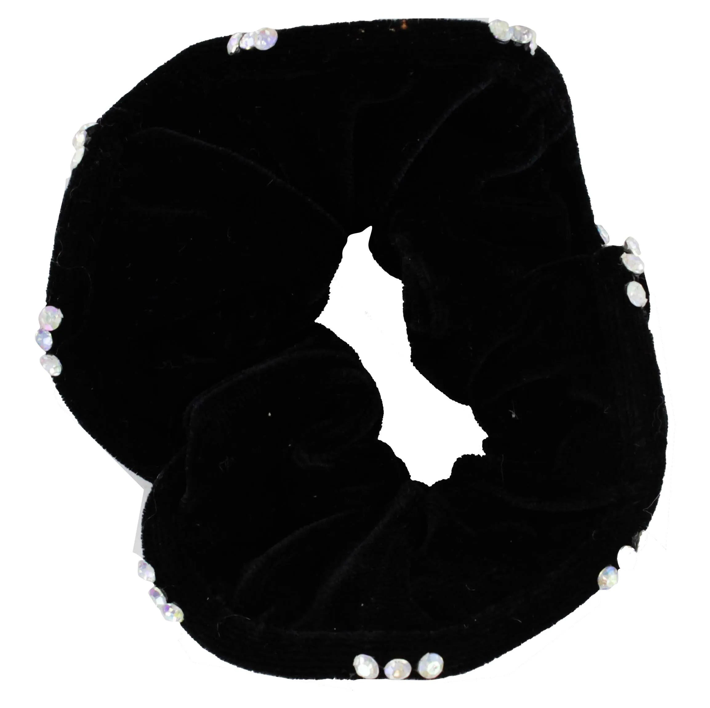 BLACK VELVET DIAMONTE TRIM SCRUNCHY