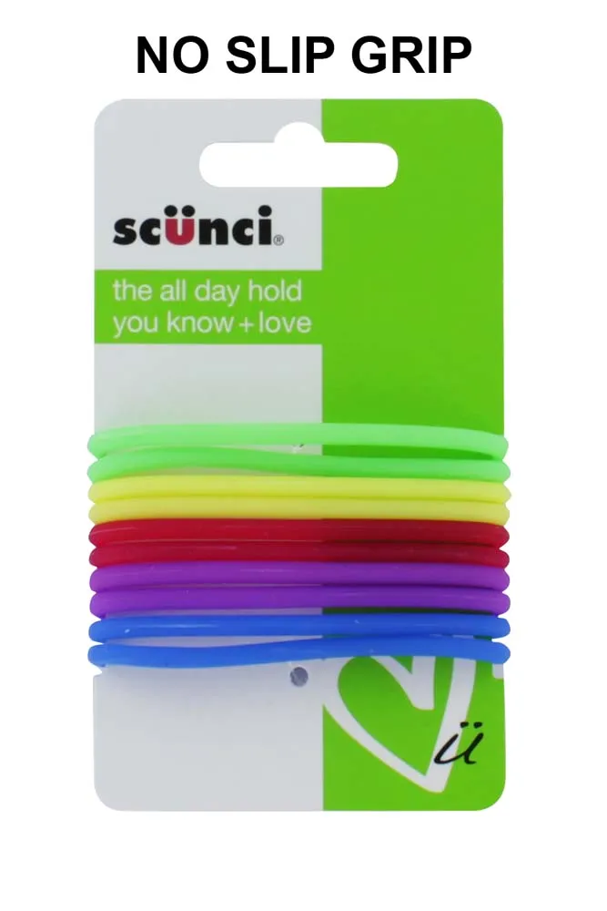 SCUNCI 10 NO SLIP COLOUR JELLY ELASTICS 490231U