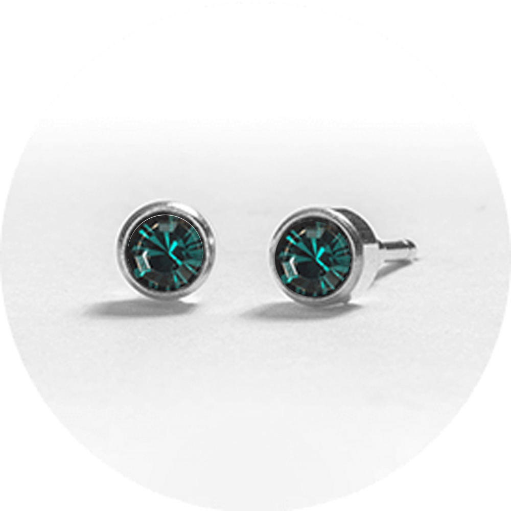 SYSTEM 2000 EAR STUDS MAY SILVER x 12