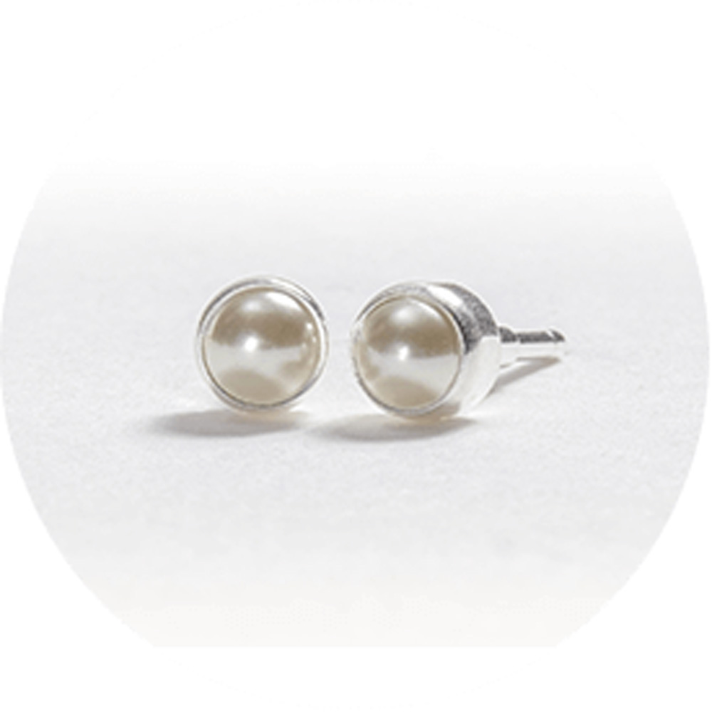 SYSTEM 2000 EAR STUDS PEARL SILVER x 12