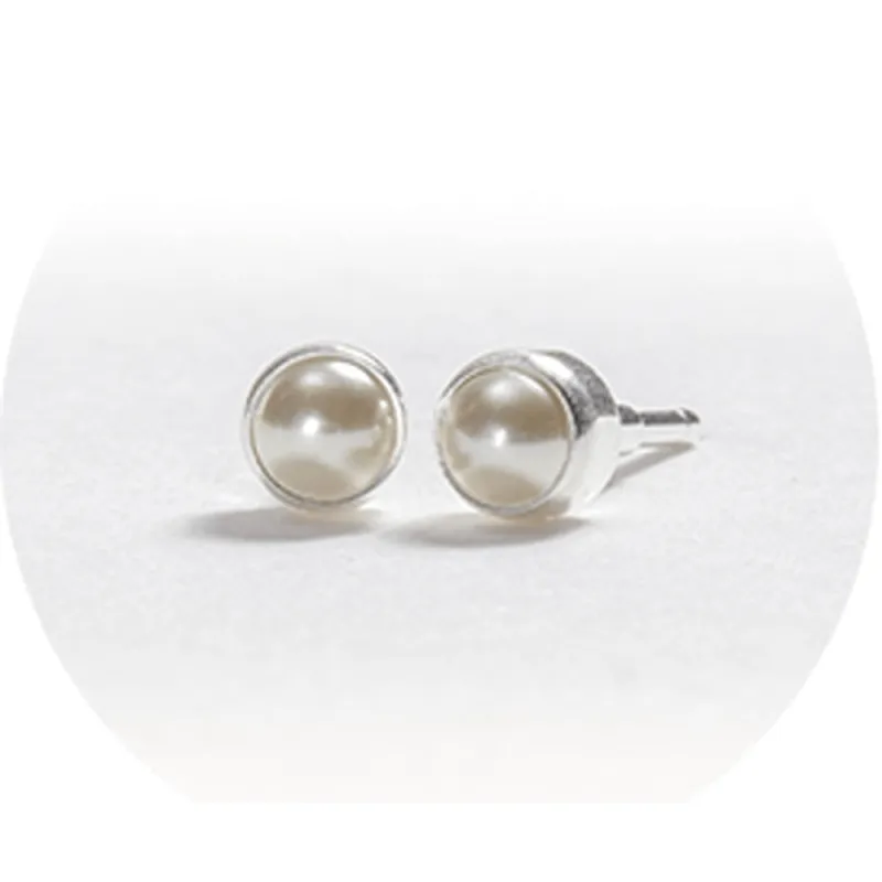 SYSTEM 2000 EAR STUDS PEARL SILVER x 12