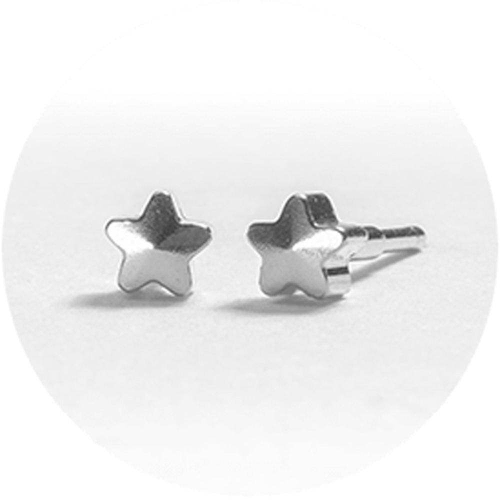 SYSTEM 2000 EAR STUDS STARS SILVER x 12