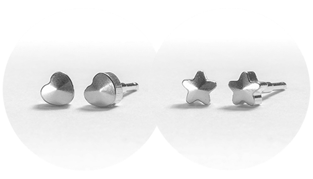 SYSTEM 2000 EAR STUDS HEARTS & STARS  SILVER x 12