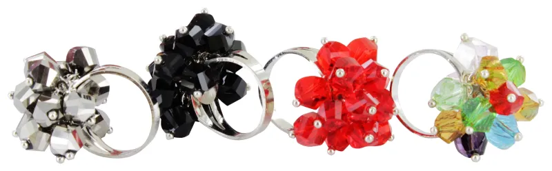 70497 COLOR beaded RING DISPLAY x24