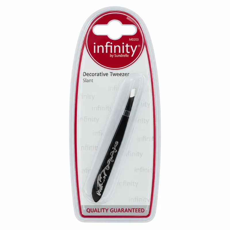 INFINITY BLACK DECORATIVE SLANT TWEEZERS