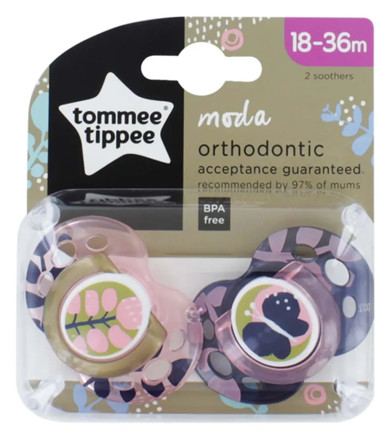 433436 TT 2  MODA SOOTHERS ORTHODONTIC 18-36M x3