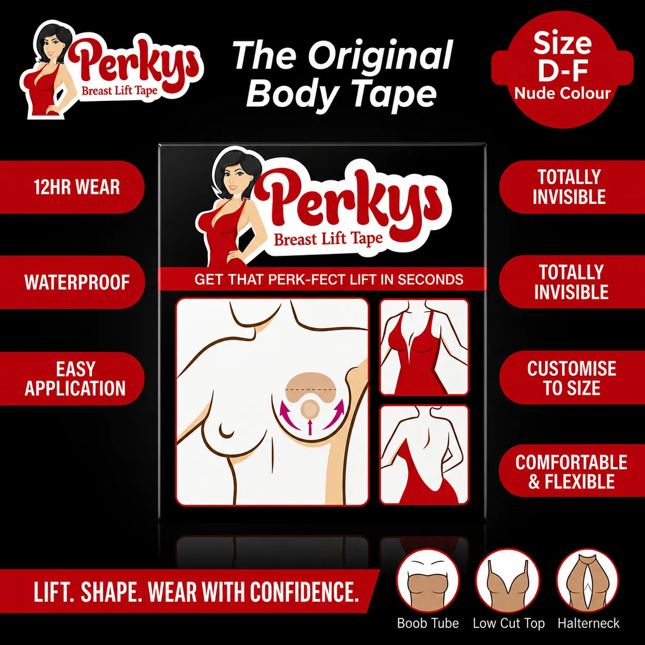 PERKYS BREAST LIFT TAPE SIZE D-F