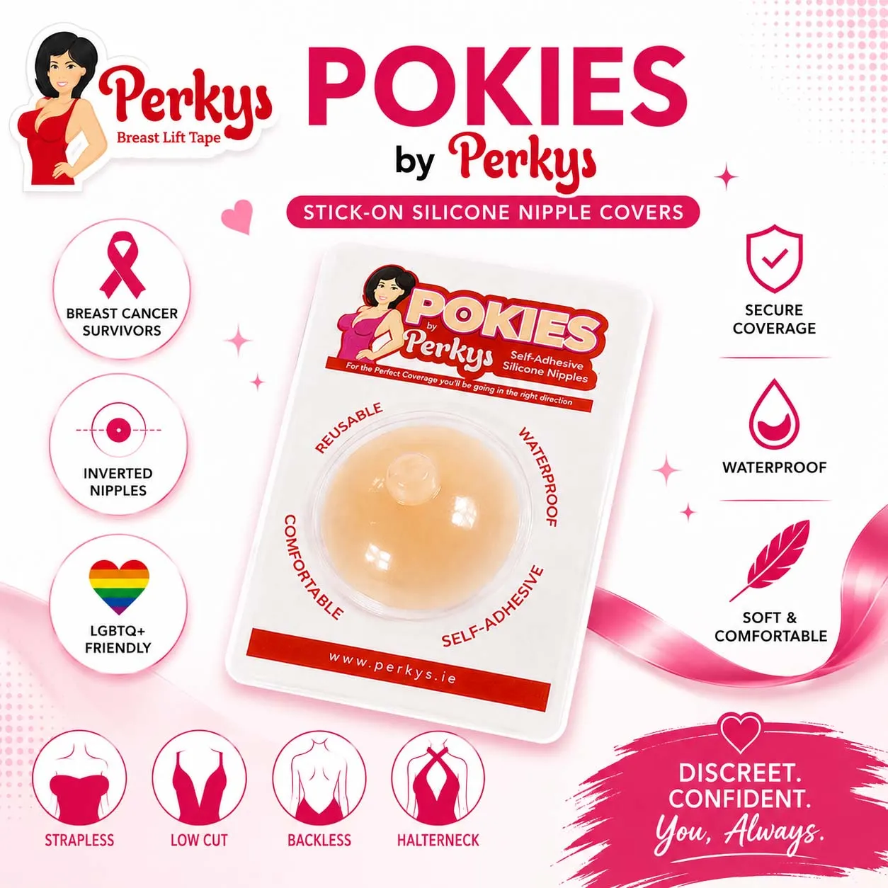 PERKYS POKIES SELF ADHESIVE SILICONE NIPPLES COVERS