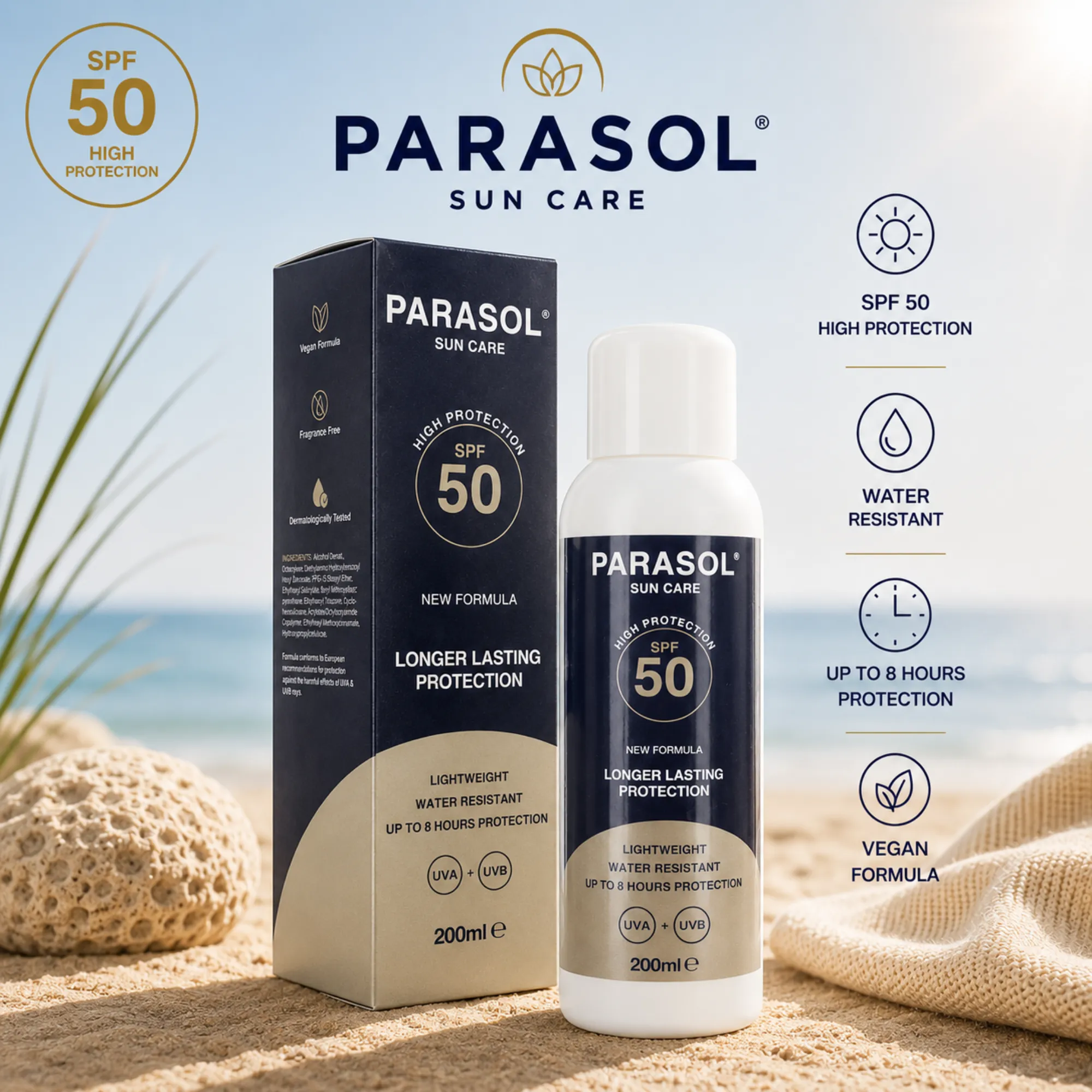 PARASOL 50 SPF 200ml NEW (PL329)